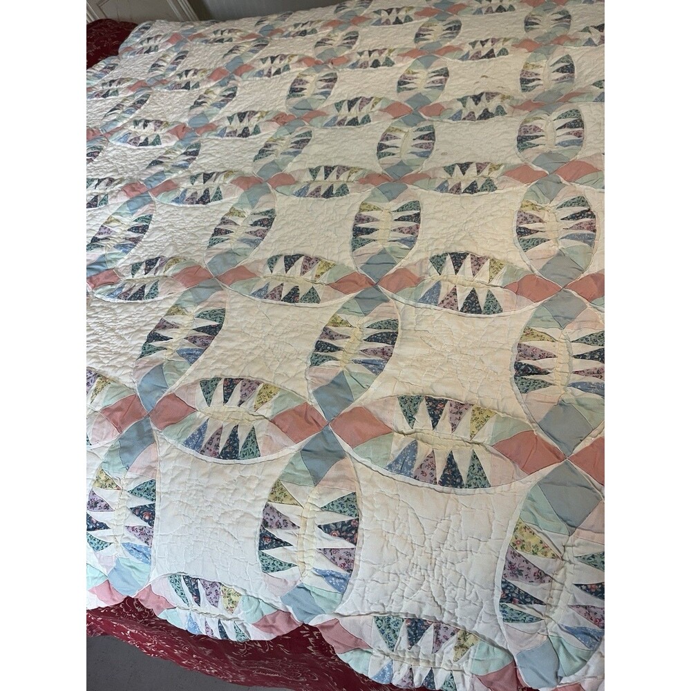 Vintage Arch Quilts Wedding Ring Pastels 60x78 Great For Upcycle Display Cutter